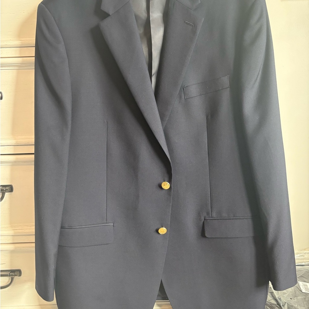 Chaps Dark Blue Blazer with Gold Buttons